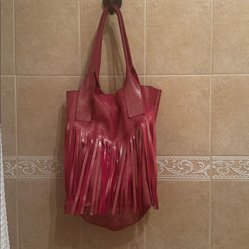 Fuchsia Pink Fringe Bag with sparkles. So much fun!